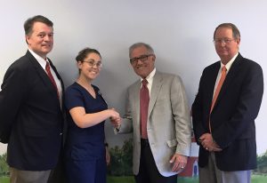 Pictured L-R: Paul White, Coastal Georgia Foundation President and CEO; Brook Deverger, RN, BSN, McIntosh County Health Department Nurse Manager; Martin Miller; and Lawton C. Davis, M.D., District Health Director, Coastal Health District